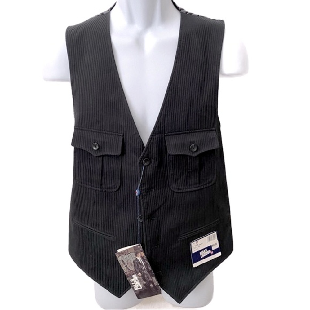 Billy London, NWT Pocket Vest Contrast Pinstripe Back Side